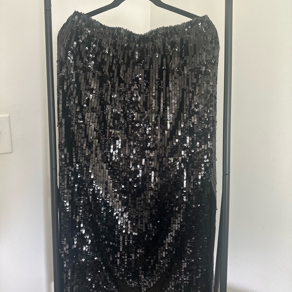 J Crew Black Sequin Midi Skirt